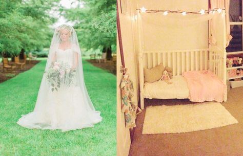 Love this idea! A repurposed wedding veil. After the wedding you can reuse your wedding veil for decoration. What a cute idea! Diy Veil, After The Wedding, Offbeat Bride, Daughters Room, Wedding Veils, Wedding Plans, Wedding Veil, Bridal Veil, My Wedding