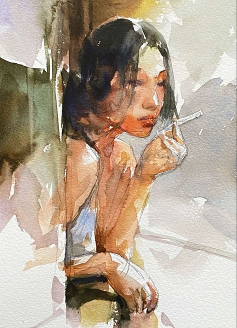 Watercolour Face, Watercolor Figure Painting, Nature Watercolor Art, Watercolor Art Face, Watercolor Woman, Watercolor Paintings For Beginners, Painting People, Watercolor Painting Techniques, Illustration Work