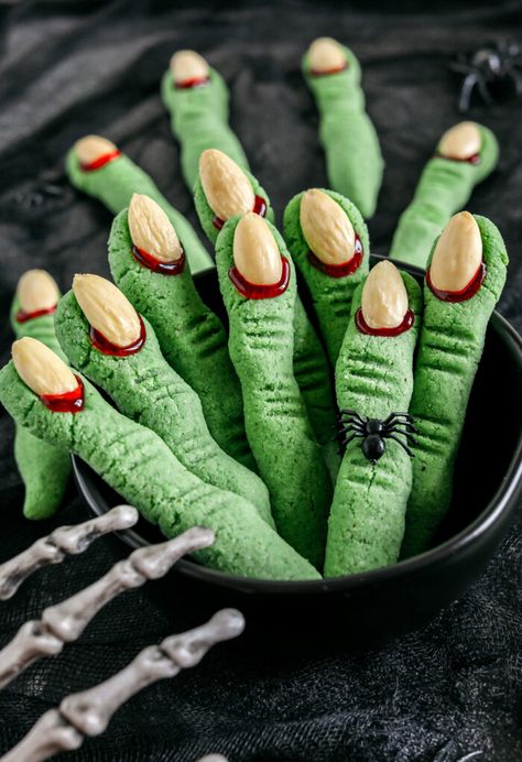 Spooky Witch Finger Cookies Almond Flavored Cookies, Witch Finger Cookies, Sweet Potato Stew, Flavored Cookies, Gluten Free Pumpkin Spice, Finger Cookies, Witches Fingers, Pumpkin Spice Donut, Low Histamine Diet