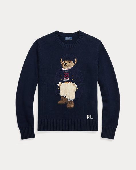 Ralph Lauren Mens Designer Sweaters, Ralph Lauren Polo Bear, Ralph Lauren Womens Clothing, Cotton Jumper, Linen Sweater, Polo Bear, Women Sweater, Ralph Lauren Sweater, Sweater Design