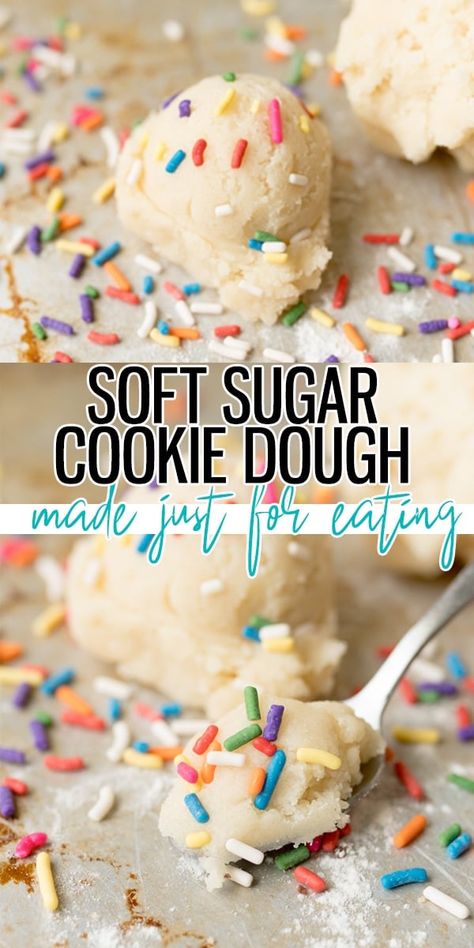 Egg Free Sugar Cookie Dough is exactly what the name states.. Sugar Cookie Dough without the eggs, so it is meant for eating!! Satisfy your sweet tooth in about 5 minutes with this recipe! |Cooking with Karli| #sugarcookiedough #eggfree #easy #dessert Cookie Dough Vegan, Pillsbury Sugar Cookie Dough, Edible Sugar Cookie Dough, Cookie Dough For One, Sugar Cookie Dough Recipe, Nutella Cookie, Cooking With Karli, Edible Cookie Dough Recipe, Cookie Dough Recipe