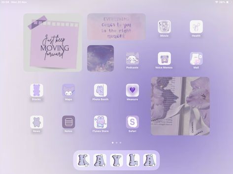 Ipad Aesthetic Homescreen Purple, Ipad Mini 7 Aesthetic, Customized Ipad Home Screen, Tablet Aesthetic Homescreen, Purple Ipad Homescreen, Ipad Homescreen Ideas Purple, Aesthetic Wallpaper Home Screen, Purple Ipad Aesthetic, Purple Aesthetic Homescreen