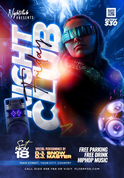 Free Flyer | Night Club Friday Party Flyer PSD | Flyer PSD Doctor Logos, Spa Flyer, Flyer Free, Psd Flyer, Social Post, Church Poster, Birthday Flyer, Club Music, Dj Party