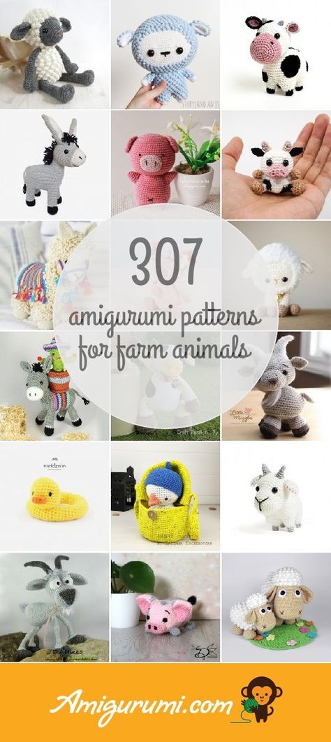 Crochet Small Farm Animals, Crocheted Farm Animals, Amigurumi Farm Animals Free Pattern, Farm Animal Amigurumi, Farm Animal Crochet Patterns Free, Crochet Farm Animals Free Pattern, Amigurumi Farm Animals, Farm Amigurumi, Crochet Sheep Free Pattern