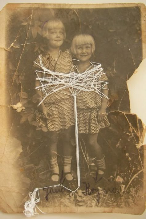 Embroidered Photos, Embroidered Photo, Altered Photo, Thread Art, Art Brut, A Level Art, Assemblage Art, Gcse Art, Ap Art