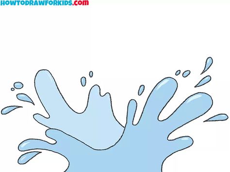 How to Draw Water Splashes - Easy Drawing Tutorial For Kids Water Drawing Simple, Water Splash Drawing, Splash Drawing, How To Do Drawing, How To Draw Water, Landscape Drawing Tutorial, Draw Water, Hair Stenciling, Tree Drawings Pencil