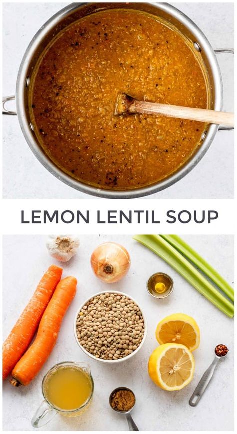 Lemon Lentil Soup | Haute & Healthy Living Lemon Lentil Soup, Recipes Lentils, Lemon Lentil, Pregnancy Freezer Meals, Vegetarian Freezer Meals, Carrot And Lentil Soup, Easy Meals For One, Freezable Meals, Healthy Freezer Meals