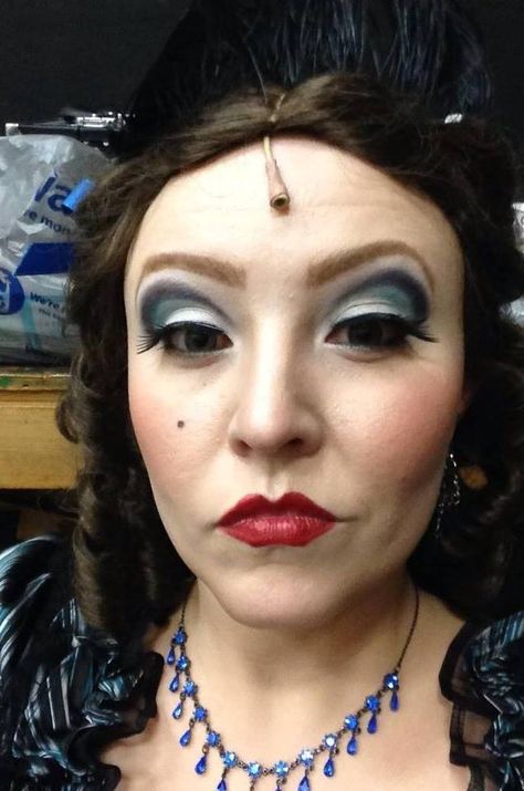 This was my Evil Stepmother makeup for Into The Woods.  It was very effective on stage and got lots of compliments.  - Nann Palmer Theatrical Aesthetic, Pantomime Makeup, Opera Makeup, Evil Makeup, Wigs Design, Cinderella Makeup, Theater Makeup, Makeup Collage, Technicolor Dreamcoat