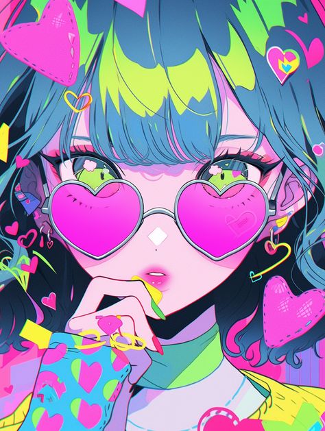 Neon Character Design, ليلو وستيتش, Japanese Pop Art, Really Cool Drawings, Neon Art, Digital Art Anime, Kawaii Art, Cute Anime Pics, Manga Drawing