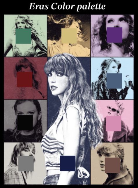 Eras Tour Album Colors, Speak Now Taylors Version Color Palette, Taylor Swift Eras Earrings, Taylor Swift Era Colours, Taylor Swift Albums As Colors, Eras Tour Palette, Taylor Swift Friendship Bracelet Colors, Eras Color Palette Taylor Swift, Taylor Swift Albums Colors