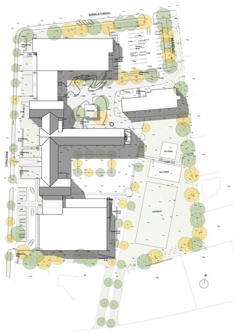 Gallery of Marselisborg High School / GPP Architects - 1 High School Architecture, School Building Plans, Elementary School Architecture, School Floor Plan, High School Plan, Site Plan Design, High School Design, Architecture Site Plan, School Buildings