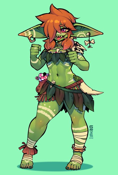 Goblin girl (Commission) by GRIS9 on Newgrounds Female Goblin, Goblin Girl, Break From Social Media, Goblin Art, Monster Girl Encyclopedia, Monster Girls, Green Skin, Dungeons And Dragons Characters, Dnd Art