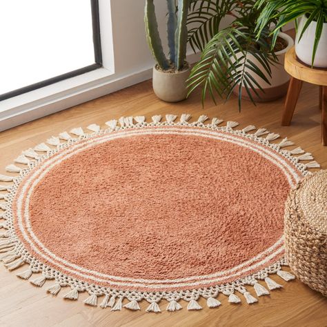 Langley Street Huguley Easy Care 201 Area Rug In Rust / Ivory | Wayfair Solid Area Rugs, Cotton Area Rug, Circle Rug, Cozy Room, Washable Area Rugs, Machine Washable Rugs, Rug Store, My New Room, Decoration Design