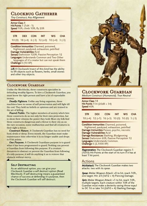 Clockwork constructs, part 2 Dnd Steampunk Monster, Ebberon Dnd, Steampunk Dnd Items, Dnd Clockwork, Shadow Rogue, Dnd Steampunk, Steampunk Monster, 5e Monsters, Homebrew Monsters