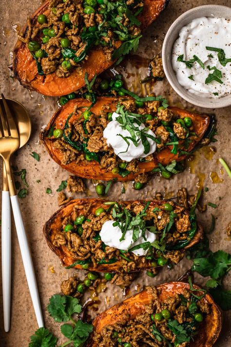 Lamb Mince Recipes, Ground Lamb Recipes, Stuffed Sweet Potato, Lamb Dinner, Moroccan Lamb, Stuffed Sweet Potatoes, Lamb Dishes, Filling Dinner, Mince Recipes