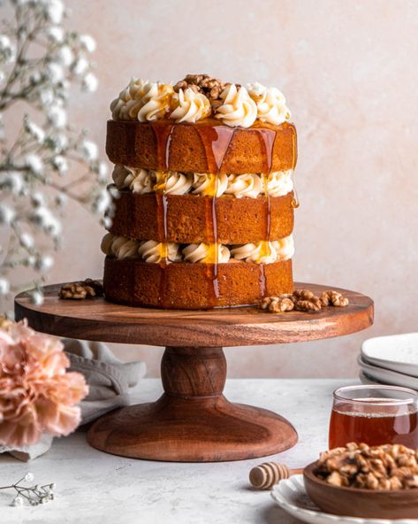 Baklava Cake Recipe, Cake Soak, Baklava Cake, Warm Milk And Honey, In Bloom Bakery, Bloom Bakery, Honey Milk, Honey Walnut, Milk Cake