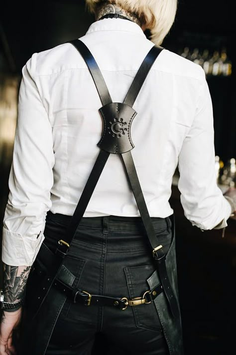 Leather Apron Women, Leather Bar Apron, Leather Work Apron, Apron With Leather Straps, Apron Men, Men's Apron, Apron Barista, Waxed Canvas And Leather Apron, Bar Apron