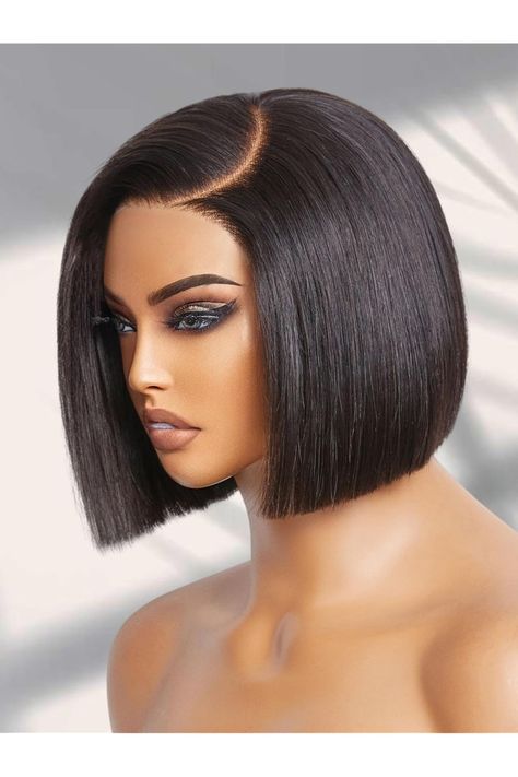 LUVME HAIR Short Bob Human Hair Wig Blunt Cut Style Wig Pre Cut Glueless HD Lace Closure Wig Pre Plucked C-Side Parted Straigh Human Hair Short Wigs For Women 8 Inch 8inch Bob Wig, C Cut Hairstyle, Short Wigs For Women, Hair Short Bob, Style Wig, Faux Locs Hairstyles, Lace Closure Wig, Locs Hairstyles, Closure Wig