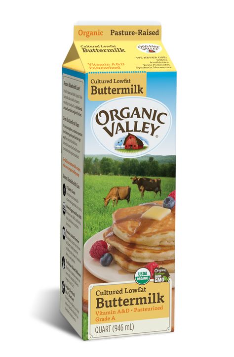 Lowfat 1% Buttermilk, Pasteurized, Quart | Buy Organic Valley Near You Source Of Calcium, Cultured Buttermilk, Organic Valley, Green Pastures, Happy Cow, Sugar Rush, Usda Organic, Healthy Happy, Low Fat