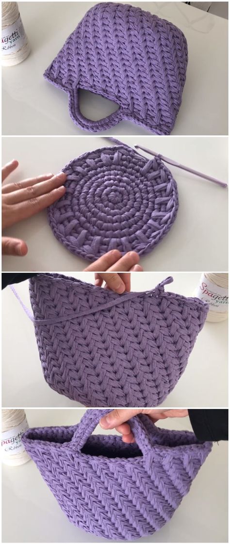 Crochet Ribbon Bag For Summer - ilove-crochet Crochet With Ribbon Yarn, Ribbon Yarn Crochet Patterns Free, Crochet Bag Tutorial Handbags, Crochet With Ribbon, Crochet Ribbon Pattern, Ribbon Yarn Crochet Patterns, Ribbon Bag, Ribbon Crochet, Crochet Ribbon Yarn