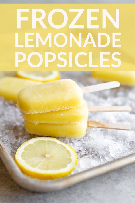 Frozen lemonade popsicles. An easy, healthy recipe for kids that uses just three ingredients. We think this homemade popsicle recipe will become a regular favorite. Lemonade Popsicles, Blueberry Crumble Bars, No Cook Appetizers, Seasonal Desserts, Recipe For Kids, Frozen Lemonade, Healthy Blueberry, Homemade Popsicles, Easy Summer Meals