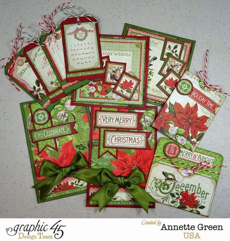 Annette's Creative Journey: Quick Cards & Tags From Only Two Sheets of Paper Annette Green, Scrapbook Tag, Quick Cards, Winter Cards, Graphic 45, Pretty Cards, Christmas Paper, Paper Crafts Cards, Card Tags