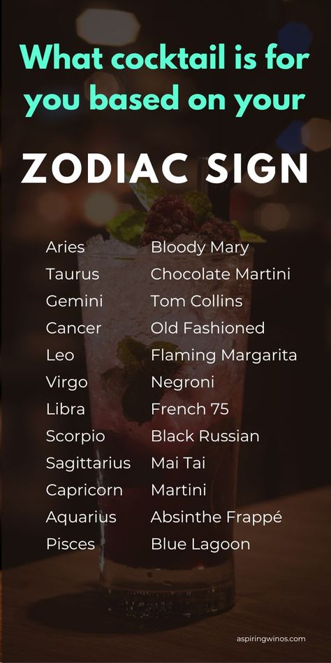 What is Your Zodiac Sign as a Cocktail | Cocktail Personality Test | Astrology | Signature Drink | Fun Astrology Cocktails | Zodiac Drinks #astrology #cocktails #zodiac Chocolate Martini, Black Russian, Tom Collins, Inspirational Blogs, Wine Education, Mai Tai, Blogging Advice, Negroni, Signature Drinks