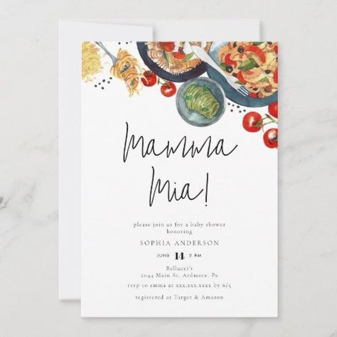 Thats Amore Bridal Shower Ideas, Elegant Christmas Party Invitations, Italian Baby Showers, Italian Bridal Showers, Elegant Christmas Party, Calligraphy Ideas, Minimalist Invitation, Couple Wedding Shower, Pasta Night