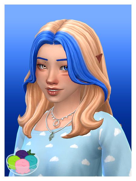 Ts4 Hair Recolor, Sims 4 Sorbet Recolor, Sims 4 Multicolor Hair, Sims 4 Dyed Hair Cc, Sims 4 Cc Recolor, Two Color Hair, Sims 4 Female Hair, Dark Blue Hair, Teal Hair