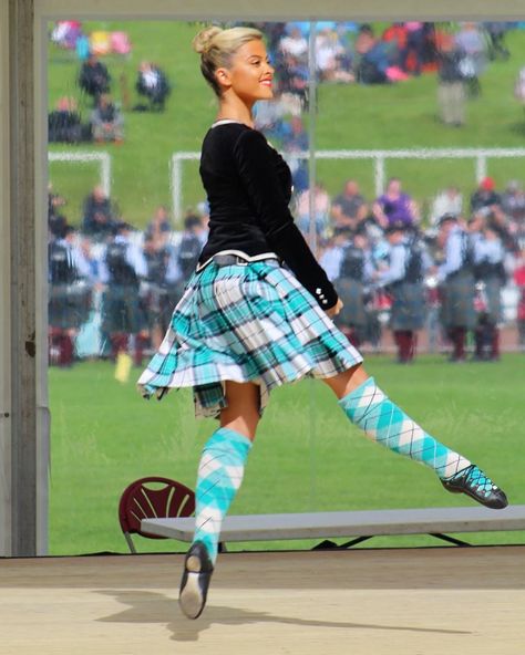 Highland Dancer Claire Mclaughlin Female Kilt Outfit, Prince Charlie Kilt Outfit, Argyle Knee High Socks, Scottish Country Dancing, Scottish Highland Games, Kilt Socks, Scottish Highland Dance, Trip The Light Fantastic, Scottish Countryside