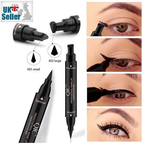 Find Winged Stamp Liquid Eyeliner Pen Waterproof Fast Dry Black Eye Liner Pencil 2in1 on eBay in the category Health & Beauty>Make-Up>Eyes>Eyeliner. Eyeliner Types, Double Eyeliner, Winged Eyeliner Stamp, Eye Makeup Cosmetics, Perfect Cat Eye, Eyeliner Tattoo, Liquid Eyeliner Pen, Cat Eyeliner, Long Lasting Eyeliner