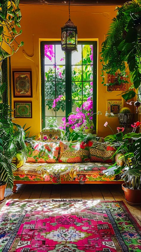 #architecture#home# #interiordesignideas Eccentric Home, Conservatory Interior, Lounge Cafe, Walls Decor, Bold Decor, Patio Covers, Quirky Decor, Architecture Home, Creative Workspace