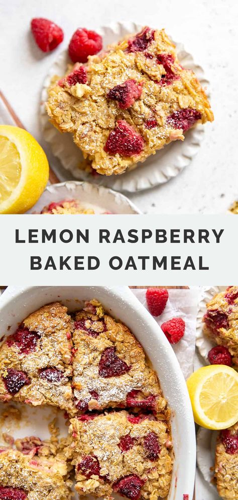 Raspberry Baked Oatmeal, Baked Oatmeal Recipes Healthy, Raspberry Oatmeal, Baked Oatmeal Healthy, Healthy Oatmeal Recipes, Baked Oatmeal Recipes, Sweet Tart, Lemon Raspberry, Oats Recipes