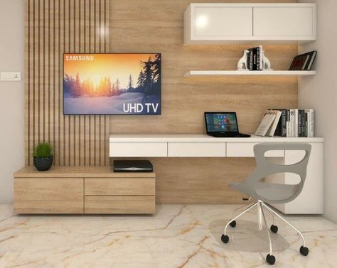 Laminate Design Patterns, Home Office Tv Room Combo, Living Room Office Combo, Wardrobe Laminate, Living Room And Bedroom Combo, Tv Unit Bedroom, Wardrobe Laminate Design, Laminate Design, Study Table Designs