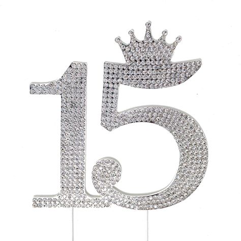 Quinceanera Cake Toppers, 15 Cake Topper, 15th Birthday Decorations, 15 Number, Crown Cake Topper, Silver Cake Topper, 15th Birthday Cakes, Rhinestone Cake Topper, Quinceanera Planning