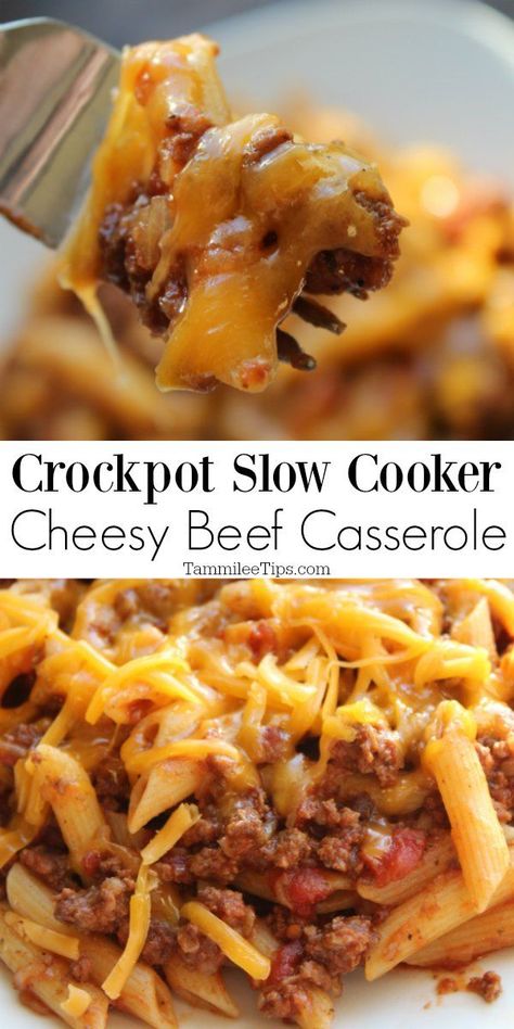 Easy Crock Pot Cheesy Hamburger Casserole Recipe is the perfect family meal! I love that I can make this recipe ahead of time and it is ready when we come home for dinner. So easy to make with ground beef and pasta. The family will love this spin on traditional mac and cheese made with the slow cooker. Hamburger Crockpot Recipes, Cheesy Hamburger Casserole, Ground Beef Crockpot Recipes, Beef Crockpot, Summer Crockpot, Slow Cooker Ground Beef, Crockpot Slow Cooker, Hamburger Casseroles Recipes, Hamburger Casserole