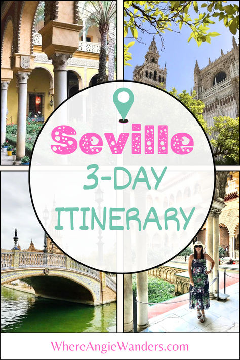 Collage of 4 images depicting landmarks in Seville. Southern Spain Itinerary, Things To Do In Seville Spain, Bucket List Holidays, Alcazar Seville, Spain Itinerary, Cobbled Streets, Animal Experiences, Southern Spain, Seville Spain