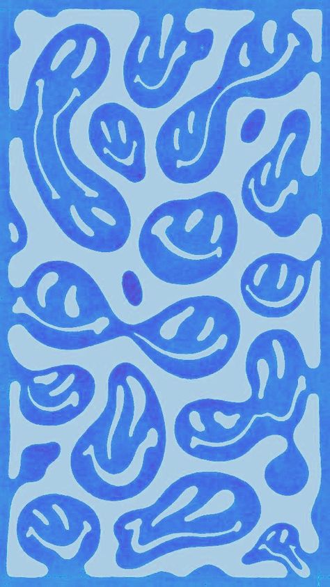 Blue Smiley Face Wallpaper, Dripping Smiley Face, Smiley Face Wallpaper, Blue Smiley Face, Face Wallpaper, Preppy Wallpaper, Smiley Face, Digital Download Etsy, Smiley