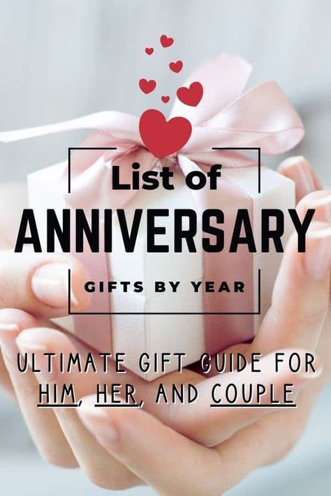 List of Anniversary Gifts by Year with Traditional and Modern Themes 1st Anniversary Gifts For Her Ideas, Anniversary Gift Guide By Year, List Of Anniversary Gifts By Year, Anniversary By Year Gifts, Anniversary Gifts Per Year, Traditional Wedding Gifts By Year, Anniversary Themes By Year, Anniversary Year Gifts List, Anniversary Gifts By Year Traditional