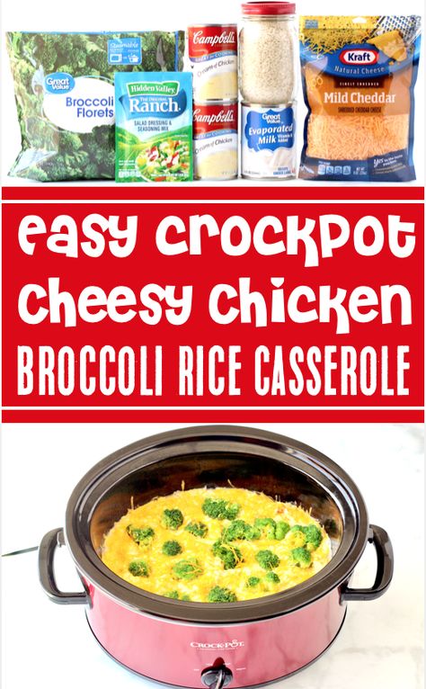 Chicken Recipes Broccoli, Broccoli Cheese Casserole With Rice, Crockpot Chicken Broccoli Rice, Crockpot Cheesy Chicken And Rice, Rice And Cheese Casserole, Chicken Broccoli Crockpot, Crockpot Cheesy Chicken, Cheese Rice Casserole, Crockpot Rice Recipes