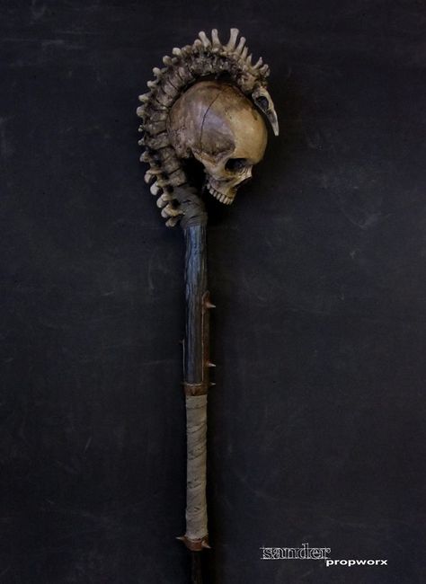 Undead staff, skull, spine, wooden staff. Earth Tarot Card, Wooden Staff, Bone Crafts, Mystical Art, Skull And Bones, Skull Art, Tarot Card, Dark Art, Dark Fantasy