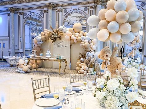 BM Eventistry | CT Luxe Decor en Instagram: “When luxury florals meet luxury balloons ✨💕 Last weekends grand event done for @weddedevents Always a pleasure working with them…” Baby Blessing Party, Luxury Baby Shower, Angel Baby Shower, Gender Reveal Baby Shower Themes, Classy Baby Shower, Baby Shower Safari Theme, Bear Baby Shower Theme, Luxe Baby, Baby Boy Themes