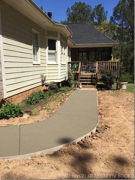 New sidewalk poured Garden Soil Mix, Garden Edger, Boxwood Landscaping, Pavers Backyard, Raised Flower Beds, Backyard Renovations, Patio Landscaping, Backyard Makeover, Planting Herbs