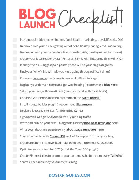 Blog Success, Starting A Blog For Beginners, How To Start A Blog For Beginners, Blog Schedule Template, Start A Blog, Starting A Blog, Product Launch Checklist, Blogging Checklist, Starting A Blog Checklist