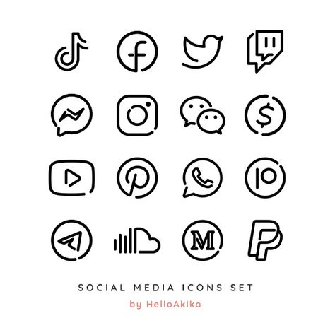 Icons For Social Media, Social Media Icons Aesthetic, Cute Social Media Icons, Transparent App Icons, App Icons Minimalist, Wechat Icon, Minimalist App Icons, Selfie Icon, Behance Icon