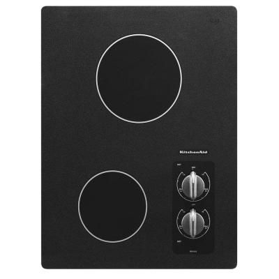 KitchenAid Architect Series II 15 in. Ceramic Glass Electric Cooktop in Black with 2 Elements Rental Kitchen Ideas, Basement Bar Kitchen, Downdraft Cooktop, Kitchenaid Appliances, Ceramic Cooktop, Kitchen Aid Appliances, Single Wall Oven, Induction Heating, Countertop Surfaces