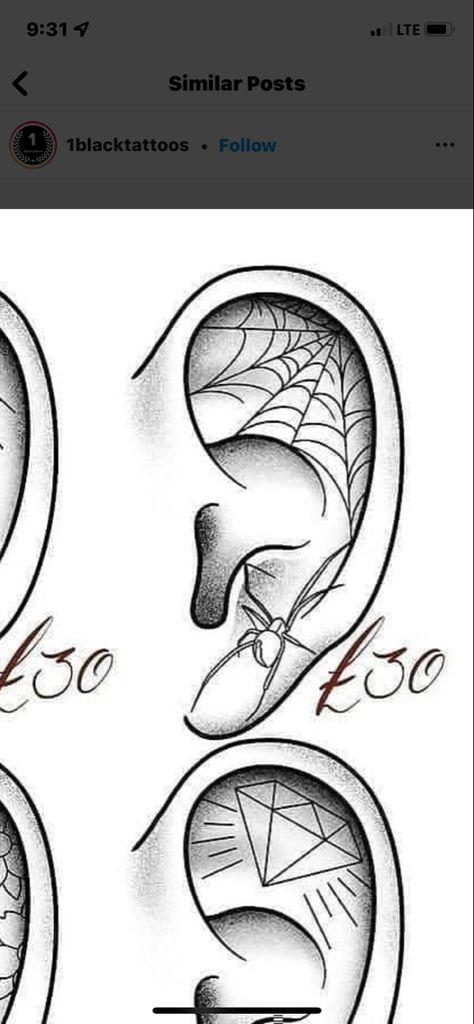 Ear Tattoo Drawing, Behind Ear Tattoo Halloween, Ear Tattoo Design For Men, Halloween Ear Tattoo, Grim Reaper Ear Tattoo, Skull Ear Tattoo, Ear Web Tattoo, Ear Tattoo Stencil, Aztec Head Tattoo