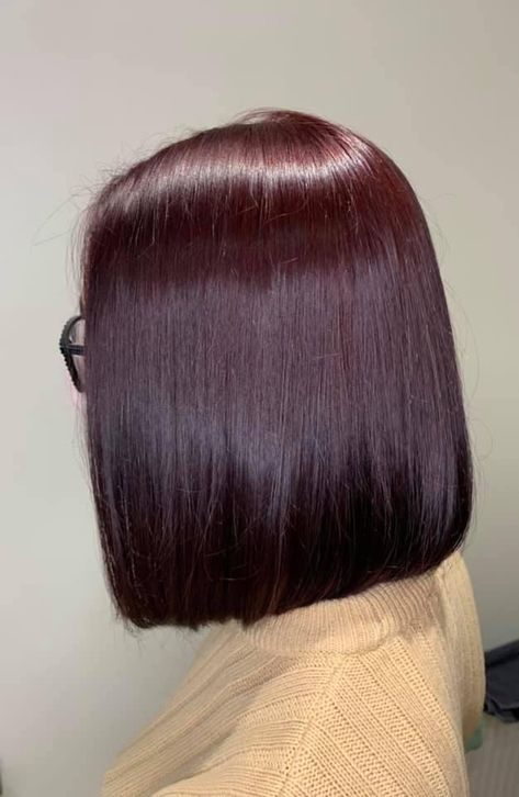 Cherry Cola Bob Short Hair, Dark Red Hair Short Bob, Red Wine Short Hair, Bob Hair Dye Ideas, Cherry Cola Hair Color Short, Cherry Hair Short, Burgundy Bob Hair, Cherry Brown Short Hair, Red Tinted Black Hair