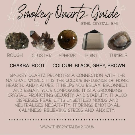 Smokey Quartz Crystal Meaning, Smokey Quartz Meaning, Identifying Rocks, Crystal Powers, Crystal Knowledge, Crystal Identification, Quartz Properties, Smoky Crystal, Witch Spirituality