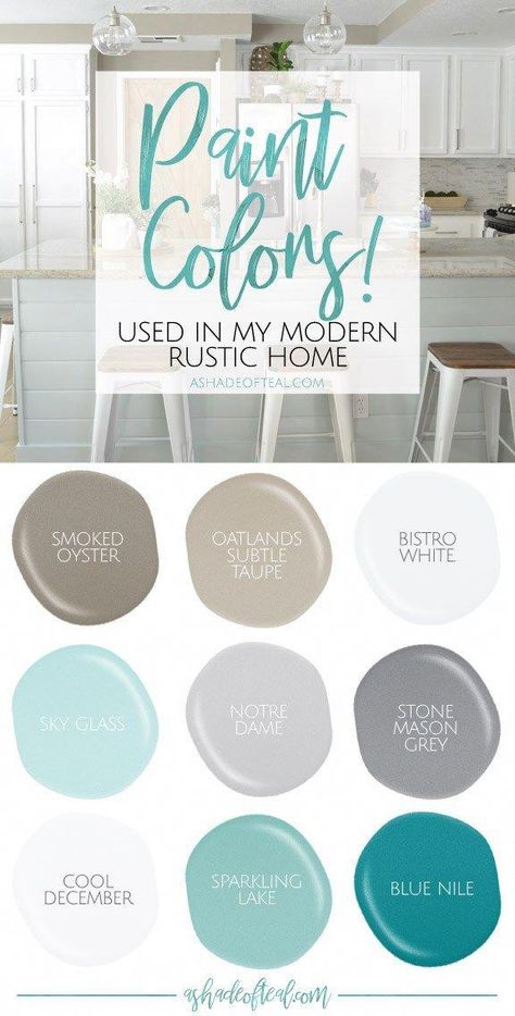 Paint Colors used in my Modern Rustic Home! #bedroompaintcolors Rustic Paint Colors, Rustic Paint, Interior Paint Colors Schemes, Modern Rustic Home, Farmhouse Paint Colors, Modern Rustic Homes, Farmhouse Paint, Dekorasi Kamar Tidur, Paint Color Ideas